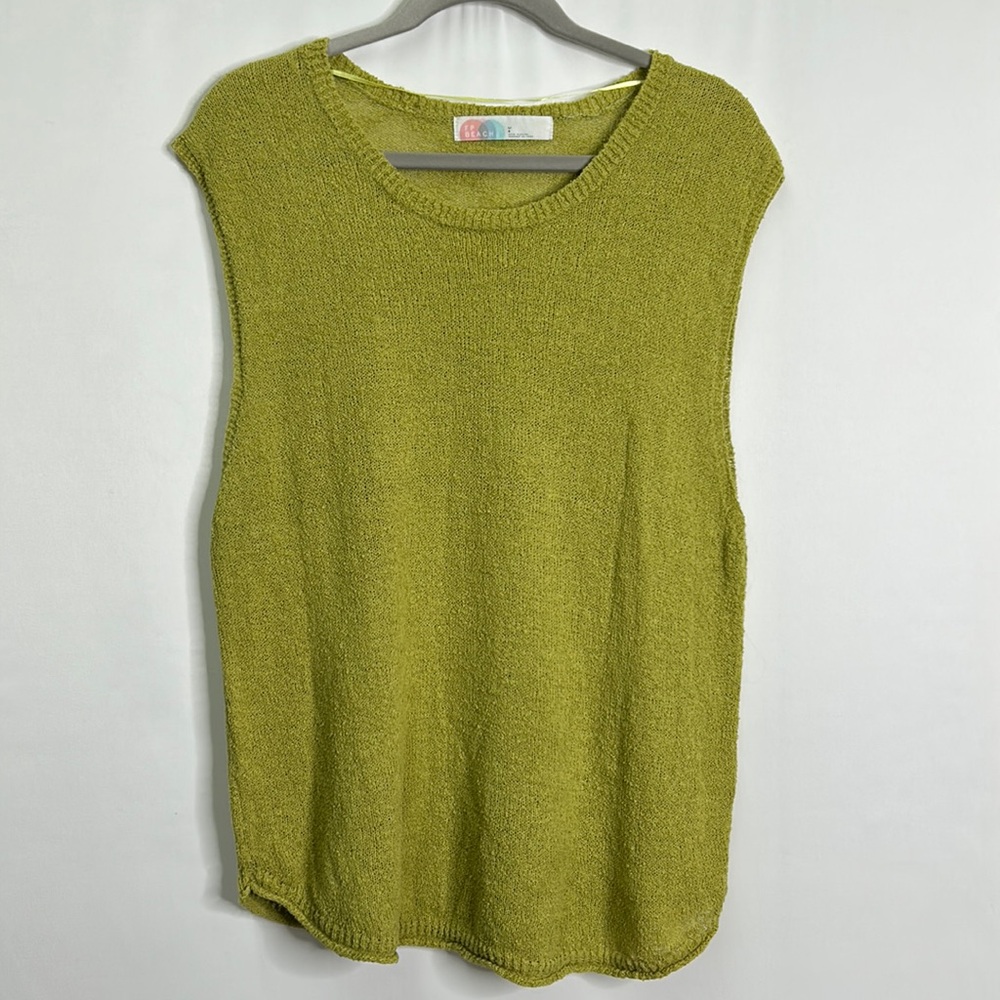 Free People Beach sweater tank lime green sleeveless top